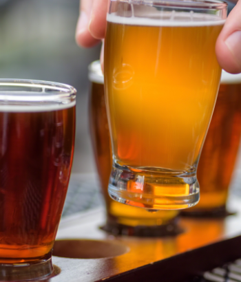 tasting beer samples at a local brewery