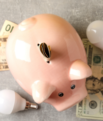 energy saving concept on gray textured background