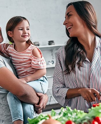 Family making dinner