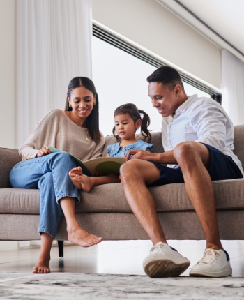 Family relaxing on the couch