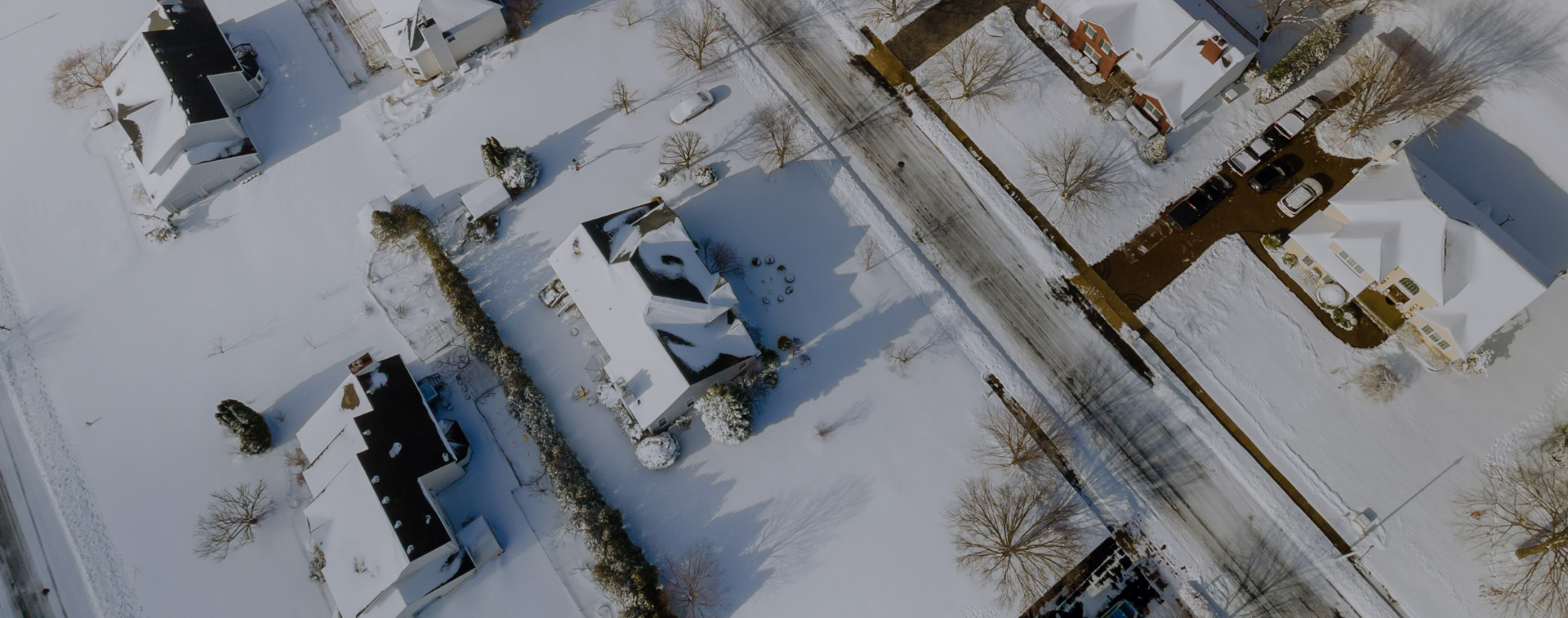 New England neighborhood in the winter